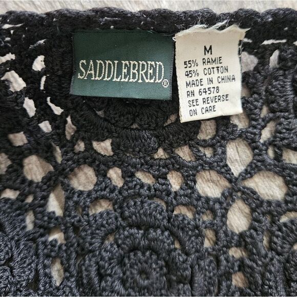 Saddlebred Open Knit Black Button-up Vest - Picture 5 of 6